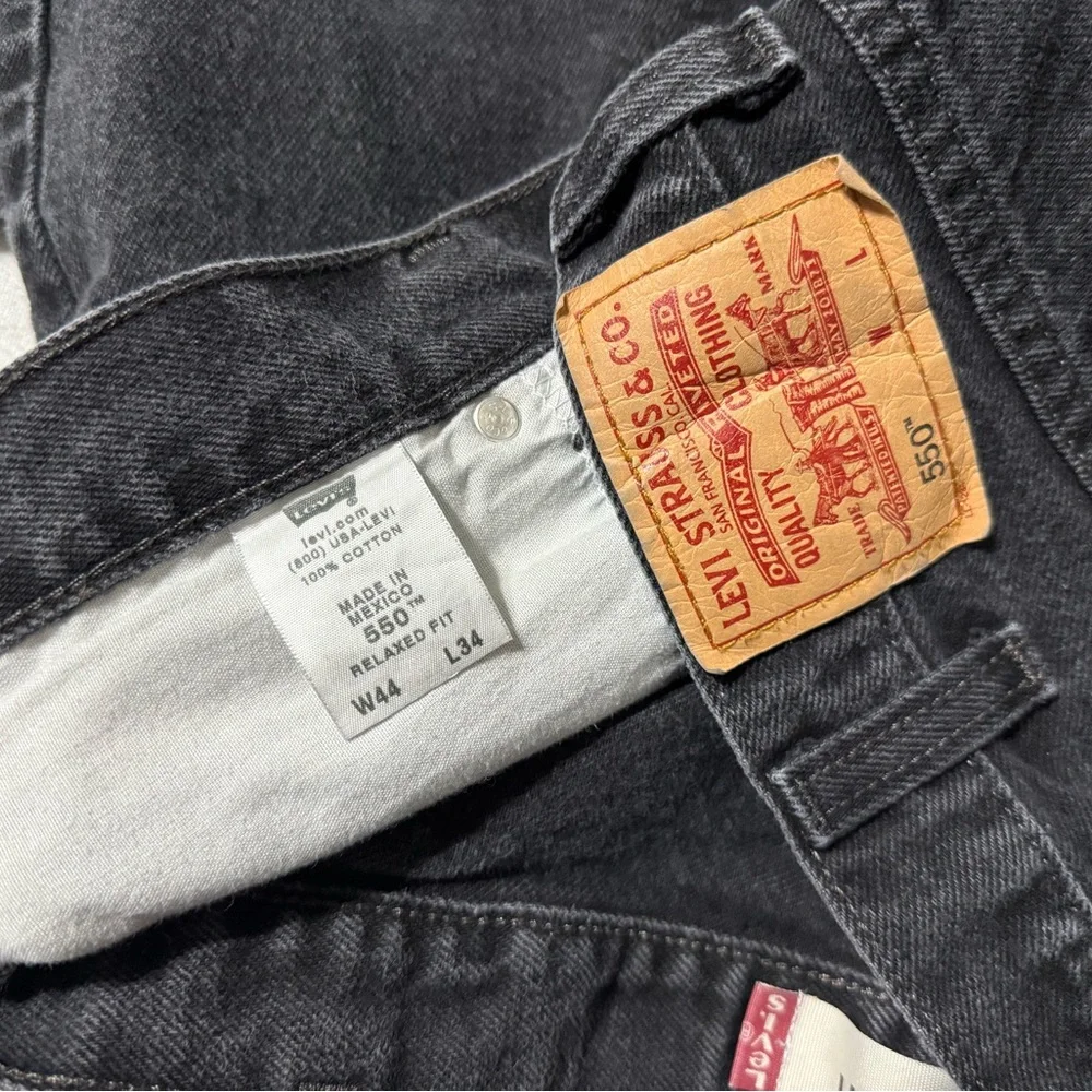 Levis 550 Jeans Mens 42x31 Black Relaxed Tapered Dark Wash‎ Y2K